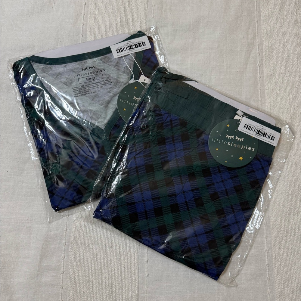 Little Sleepies Blue and Green Check Pajama Set